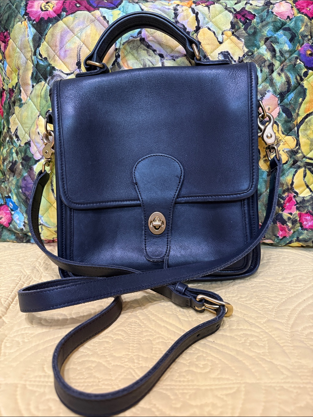 Coach Vintage Classic Black Leather Crossbody Satchel No-A0p-5130